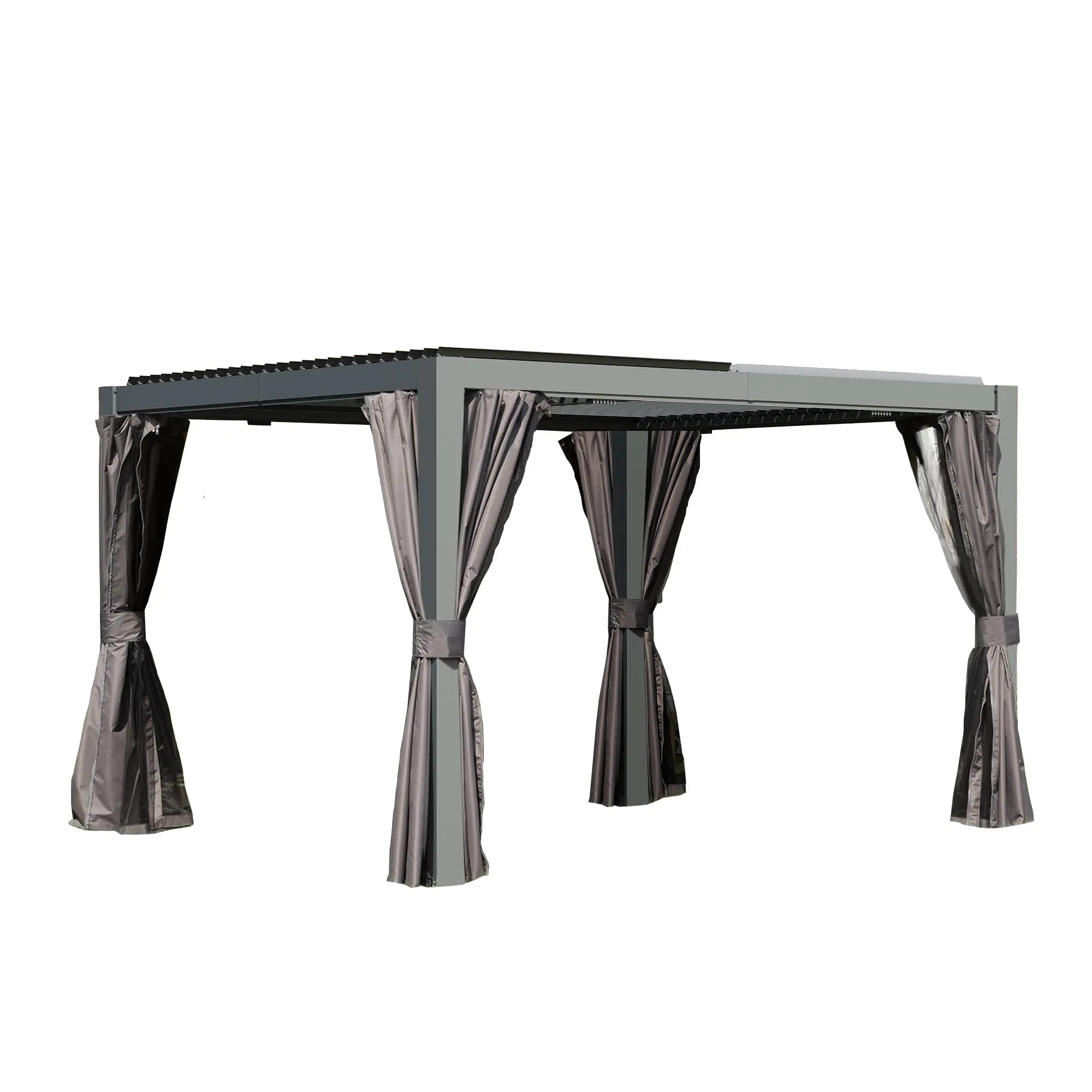 Elegant commercial pergola providing shade and structure in outdoor dining area