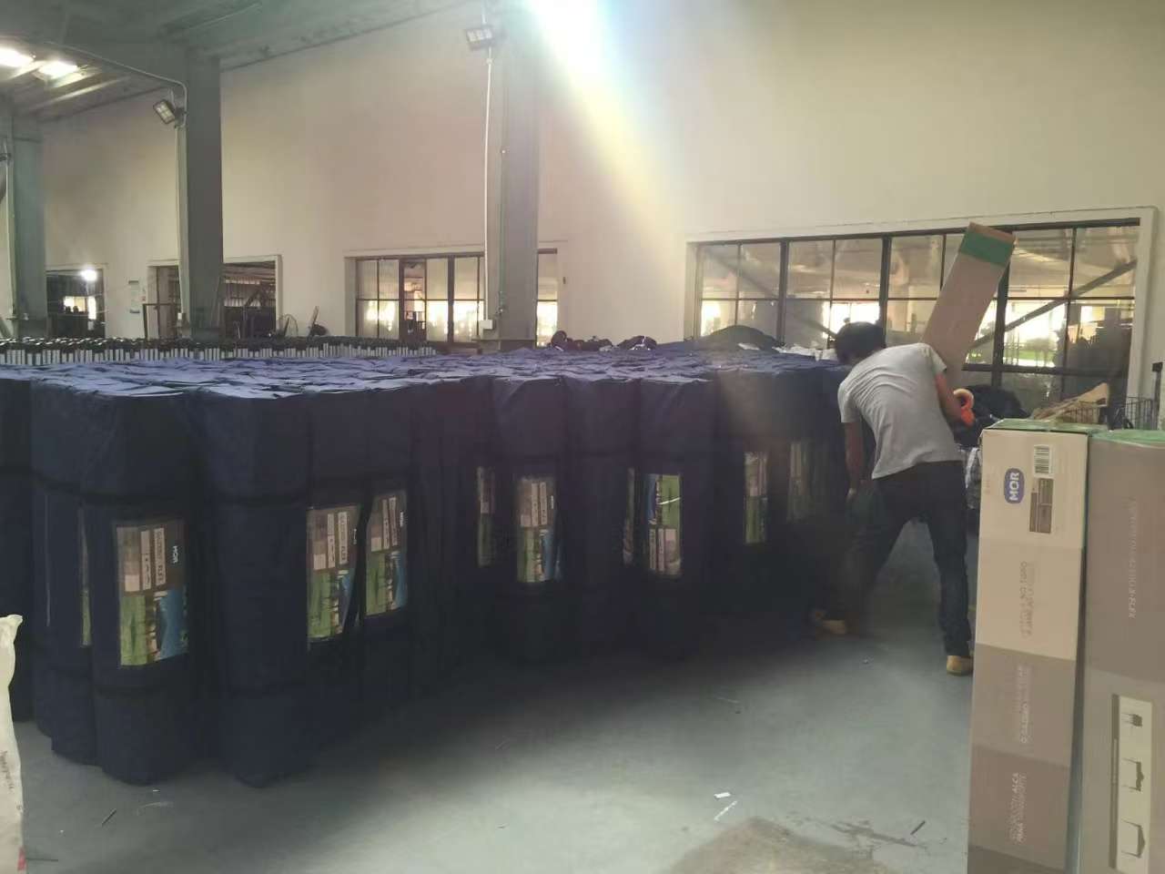 Storage area for materials in Patiofurnituresco's factory warehouse