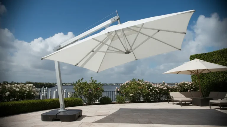 Commercial grade cantilever umbrella adjustable canopy angle