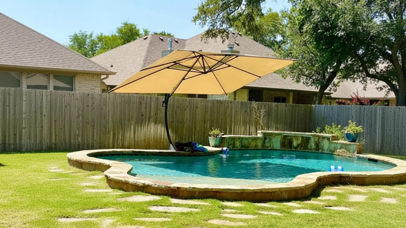 large-beige-offset-pool-umbrella-for-residential-backyards