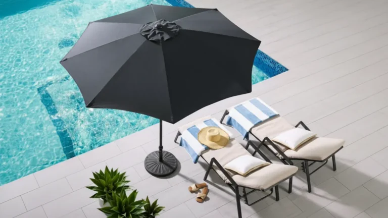 Black poolside umbrella uv protection shade
