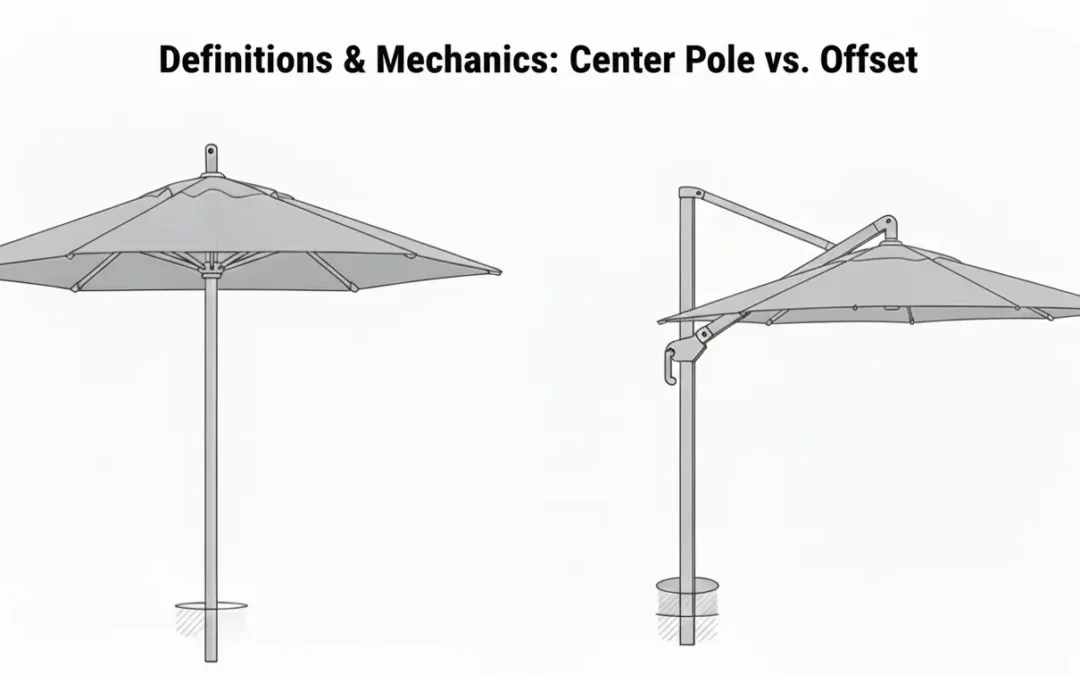 Définitions et mécanismes : mât central ou décalé