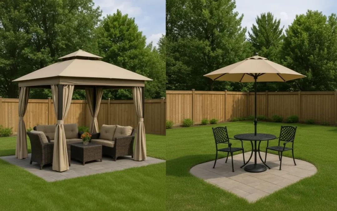 Parapluie de terrasse vs. gazebo pliable : Quel est le meilleur ombrage ?